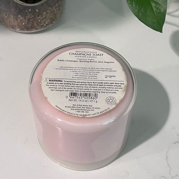 Bath and Body Works 3 Wick Champagne Toast Candle Summer Beach Vacation Scent - Picture 5 of 6